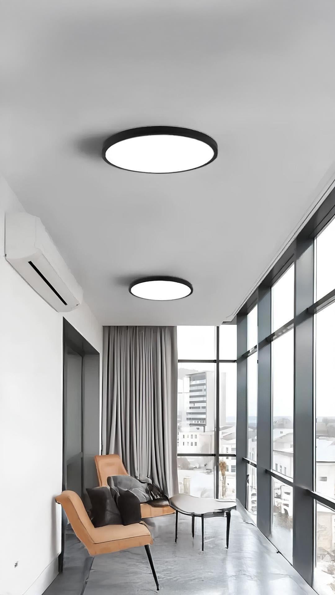 Modern Tavana Sıfır Plafonyer Panel Led Avize Buz Beyazı Işık Siyah Metal Kasa