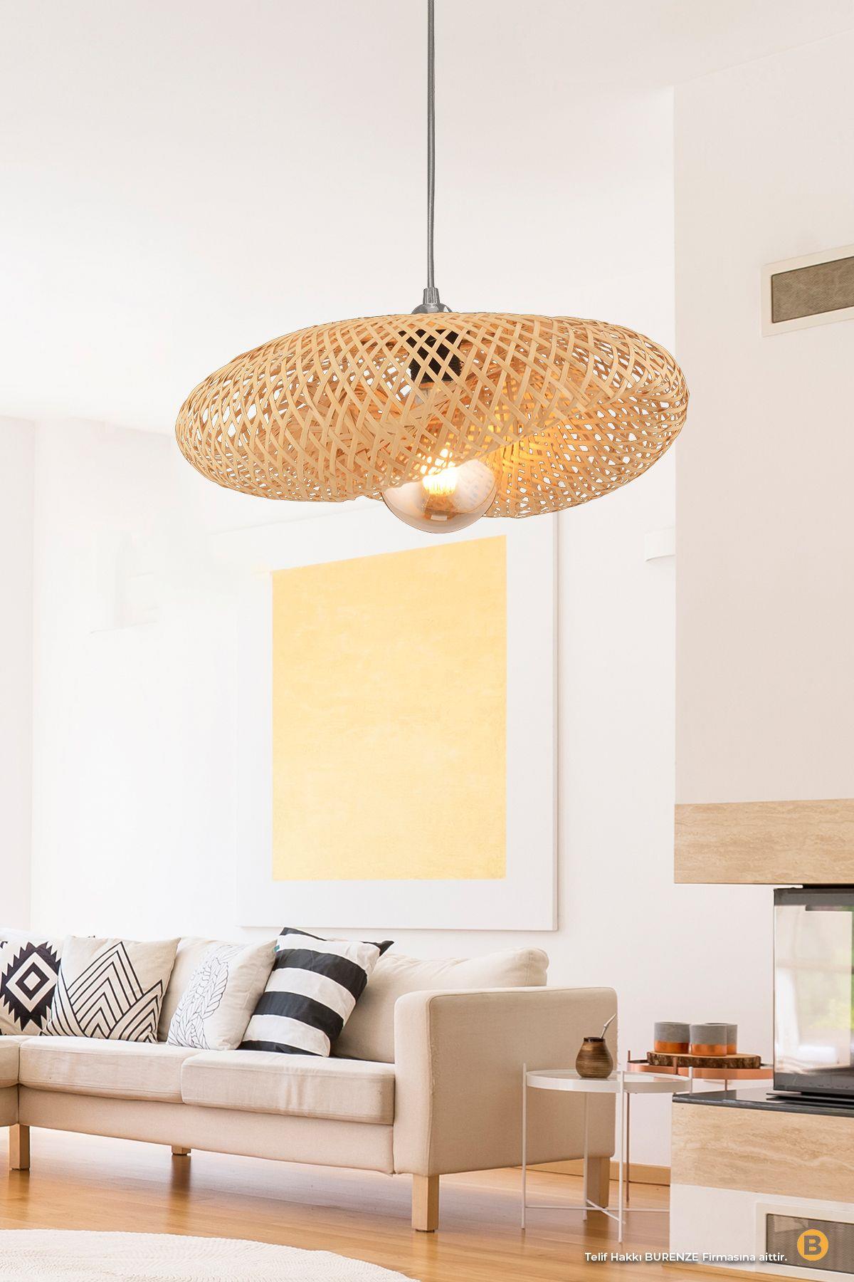 Tasarım Bamboo Avize Hasır Avize Modern Nordic 1.sınıf Kalite 400mm Çap Ferahlık Katar