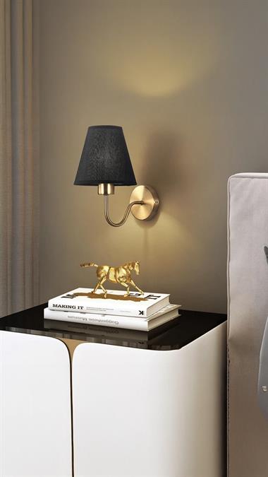 Modern Tasarım Duvar Aplik Gold Gövde Siyah