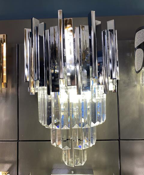 Modern Luxury Kristal Taşlı Aplik Krom Kaplamalı Parlak
