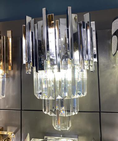 Modern Luxury Kristal Taşlı Aplik Krom Kaplamalı Parlak