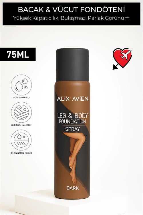 Bacak Fondöteni Dark Vücut Makyajı Bronzlaştırıcı Etki Sprey - Leg & Body Foundation Spray 75 ml