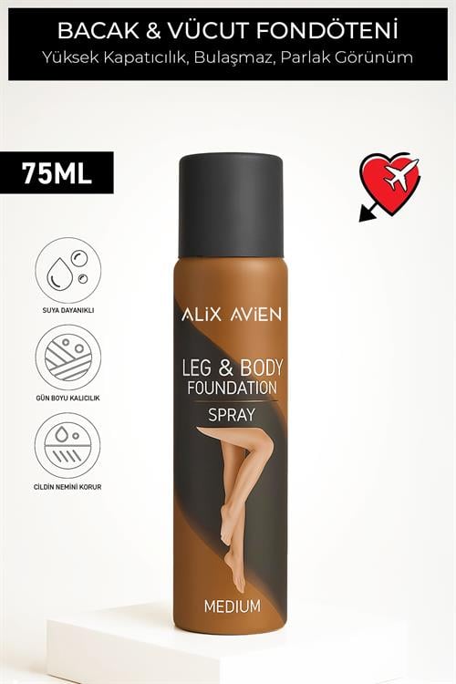 Bacak Fondöteni Medium Vücut Makyajı Bronzlaştırıcı Etki Sprey - Leg & Body Foundation Spray 75ml