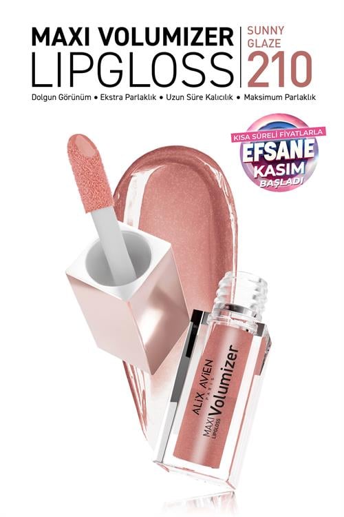 Maxivolumizer Lipgloss 210 - Sunny Glaze - Kalıcı ve Nemlendirici Ruj - Dolgunlaştırıcı Etki