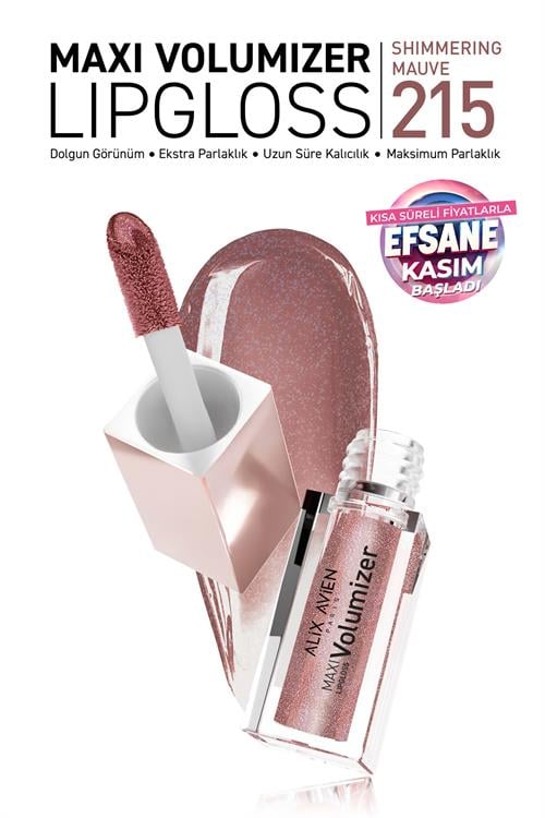 Maxivolumizer Lipgloss 215 - Shimmering Mauve - Kalıcı ve Nemlendirici Ruj - Dolgunlaştırıcı Etki