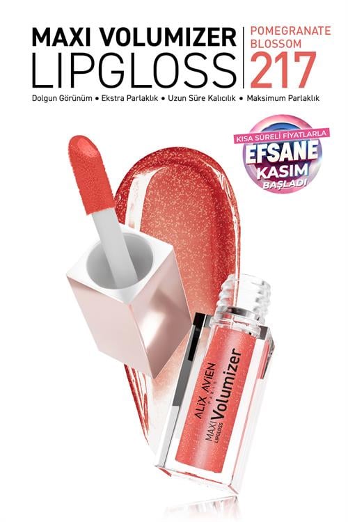 Maxivolumizer Lipgloss 217 - Pomegranate Blossom - Kalıcı ve Nemlendirici Ruj - Dolgunlaştırıcı Etki