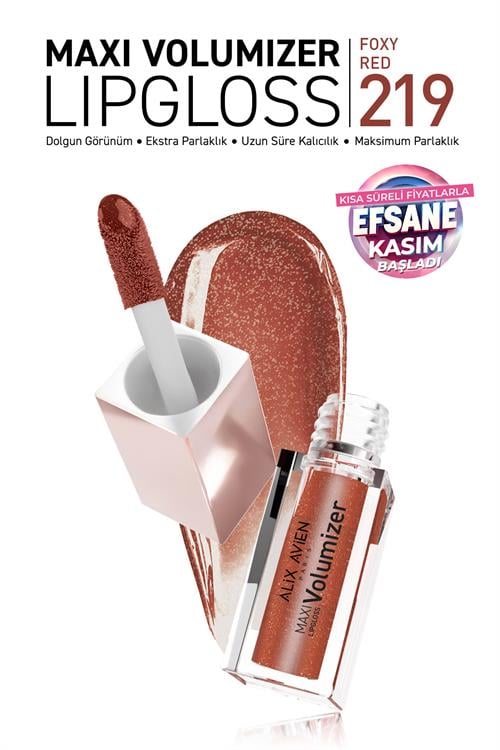 Maxivolumizer Lipgloss 219 - Foxy Red - Kalıcı ve Nemlendirici Ruj - Dolgunlaştırıcı Etki