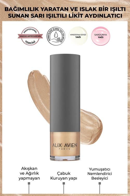 Sarı Işıltılı Likit Aydınlatıcı - Liquid Highlighter 102 - Yüz & Vücut İçin - 30 ml