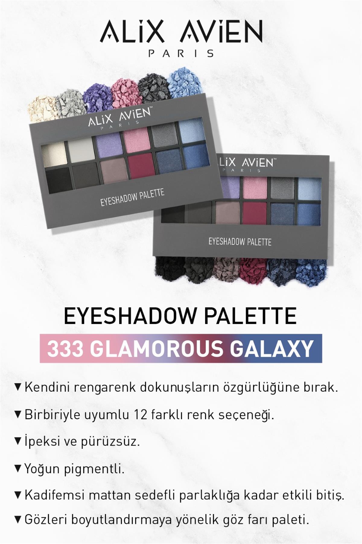 12 li Far Paleti - Eyeshadow Palette 333 Glamorous Galaxy 15,6 g - Alix  Avien