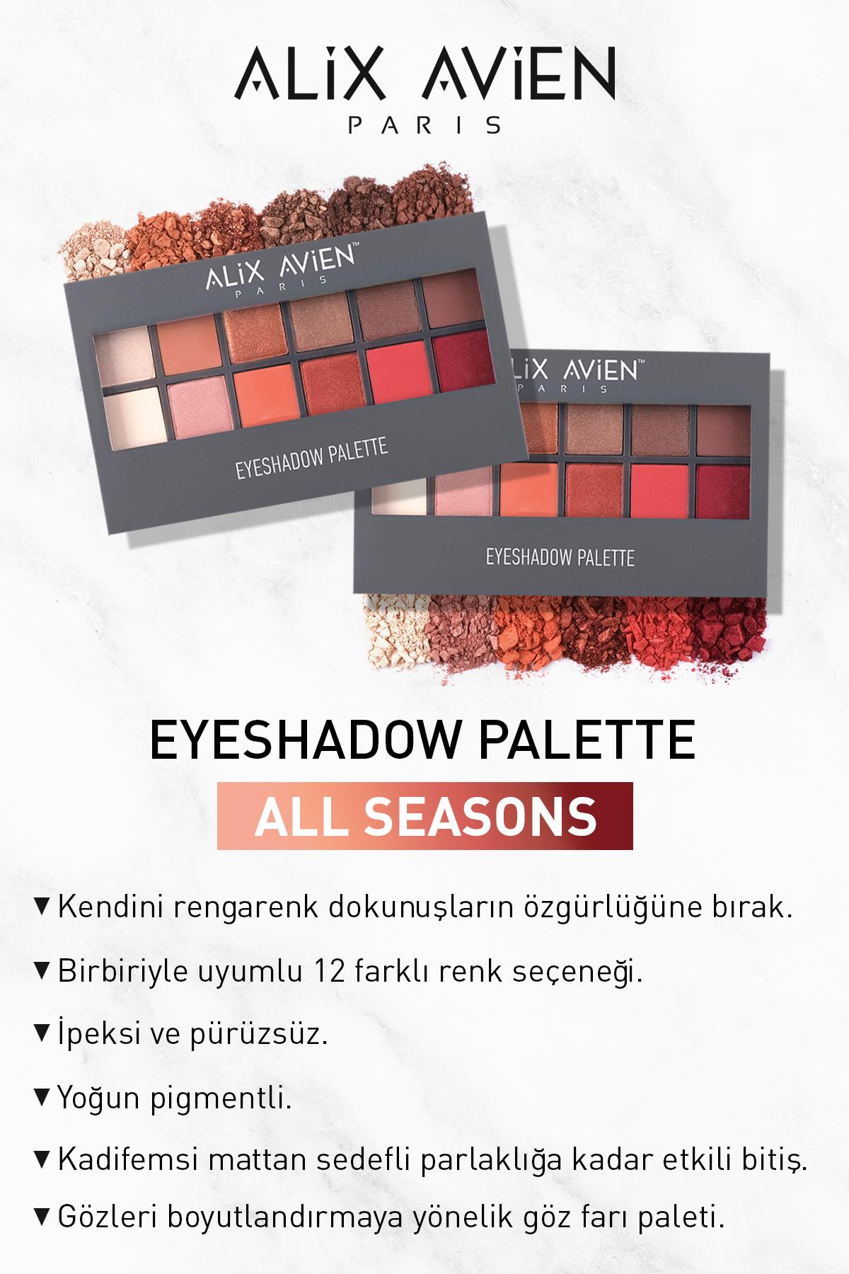 12 li Far Paleti - Eyeshadow Palette 999 All Seasons 15,6 g - Alix Avien