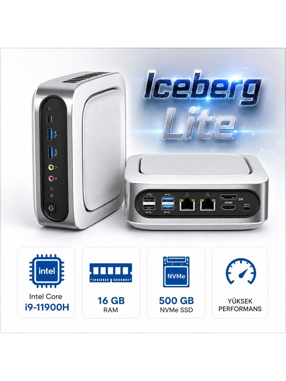 Techstorm Iceberg Lite Intel Core I9-11900H 16 Ram 500 GB Nvme Win 11 Pro Mini Masaüstü Bilgisayar
