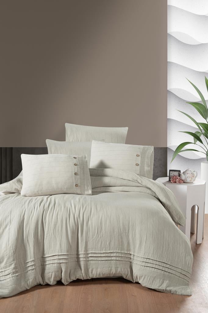Linen Çift Kişilik Nevresim Takımı Bej
