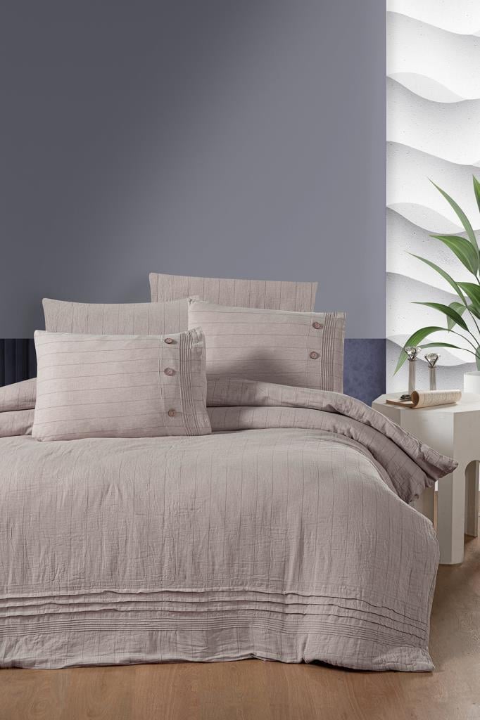 Linen Çift Kişilik Nevresim Takımı Pudra