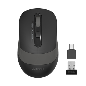 A4 TECH FG10CS AIR2, Grey, SILENT, FSTYLER, 2,4Ghz Kablosuz, USB-C den şarj edilebilir, Optik Mouse, 10-15Metre, 4 Buton, Nano Alıcı