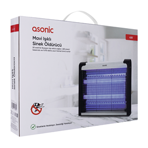 ASONIC AS-A28, Siyah, 4W, 2000V, Masaüstü, Zincir Askılı, 2adet UV Mor Işıklı, Siyah Kasa, Sinek Öldürücü