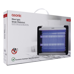 ASONIC AS-A29, Siyah, 6W, 2000V, Masaüstü, Zincir Askılı, 2adet UV Mor Işıklı, Siyah Kasa, Sinek Öldürücü