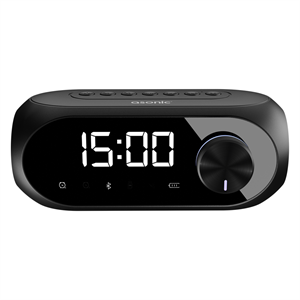 ASONIC AS-W6, Siyah, 5W, USB, AUX, Bluetooth,  Kablosuz, Taşınabilir, 1200mAh Batarya, Alarmlı Saat, Derece ve Speaker