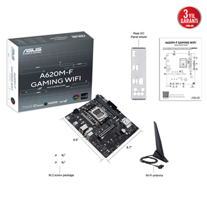 ASUS A620M-F GAMING WIFI, 2xDDR5, 2xM.2, HDMI, Wi-Fi 6E, Bluetooth v5.3, AM5 Soket Gaming Anakart