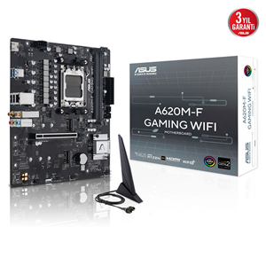 ASUS A620M-F GAMING WIFI, 2xDDR5, 2xM.2, HDMI, Wi-Fi 6E, Bluetooth v5.3, AM5 Soket Gaming Anakart