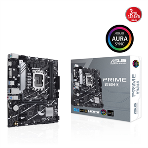 ASUS PRIME B760M-K, 2xDDR5, 2x M.2, D-SUB, HDMI, 12-13.14.Nesil, LGA1700 Soket, Anakart