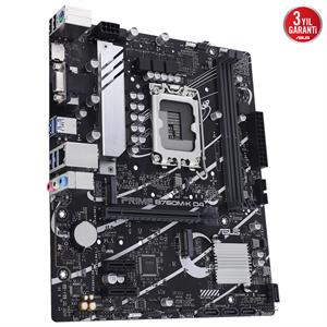 ASUS PRIME B760M-K D4 B760 DDR4 Vga GLan 2.5G mATX HD US32 M2 RGB 1700p Anakart