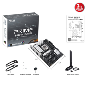 ASUS PRIME B840-PLUS WIFI, 4xDDR5, 3x M.2, HDMI, DP, Type-C, WI-FI 6E, Bluetooth 5.3, AM5 Soket GAMING Anakart