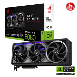 ASUS ROG-ASTRAL-RTX5080-O16G-GAMING, 16Gb, 256Bit, GDDR7, 2xHDMI, 3xDP GAMING Ekran Kartı