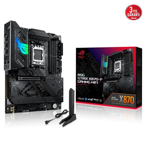 ASUS ROG STRIX X870-F GAMING WIFI, 4xDDR5, 4xM.2, HDMI, DP, Type-C, Wi-Fi 7, Bluetooth v5.4, AM5 Soket GAMING Anakart