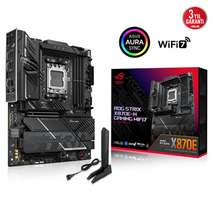 ASUS ROG STRIX X870E-H GAMING WIFI7, 4xDDR5, 4xM.2, DP, HDMI, Type-C, PCIe 5.0, Wi-Fi 7, Bluetooth v5.4, AM5 Soket GAMING Anakart