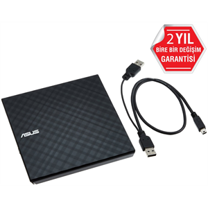 ASUS SDRW-08D2S-U Lite, Usb 2.0, External, Siyah, Slim, Optik Okuyucu/Yazıcı