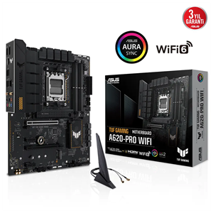 ASUS TUF GAMING A620-PRO WIFI, 4xDDR5, 2x M.2, HDMI, DP, Type-C, AM5 Soket GAMING Anakart