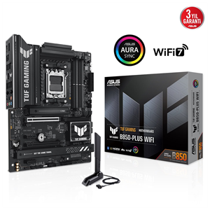 ASUS TUF GAMING B850-PLUS WIFI, 4xDDR5, 3x M.2, HDMI, DP, Type-C, Wi-Fi 7, Bluetooth v5.4, AM5 Soket GAMING Anakart