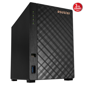 ASUSTOR AS1102TL, 1Gb DDR4 Ram, 2 Yuvalı (2x22TB Destek), 1x2.5GbE Network, USB 3.2, USB 2.0, Tower NAS (Yedekleme) Cihazı