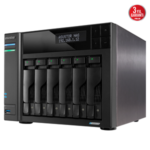 ASUSTOR AS6706T, 8Gb DDR4 Ram, 6 Yuvalı (6x22TB Destek), 4xM.2, PCI-e, 2x2.5GbE Network, 3xUSB 3.2, Tower NAS (Yedekleme) Cihazı