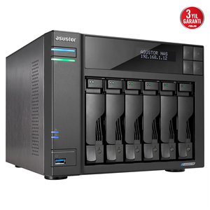 ASUSTOR AS6706T, 8Gb DDR4 Ram, 6 Yuvalı (6x22TB Destek), 4xM.2, PCI-e, 2x2.5GbE Network, 3xUSB 3.2, Tower NAS (Yedekleme) Cihazı
