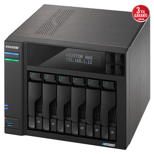 ASUSTOR AS6706T, 8Gb DDR4 Ram, 6 Yuvalı (6x22TB Destek), 4xM.2, PCI-e, 2x2.5GbE Network, 3xUSB 3.2, Tower NAS (Yedekleme) Cihazı