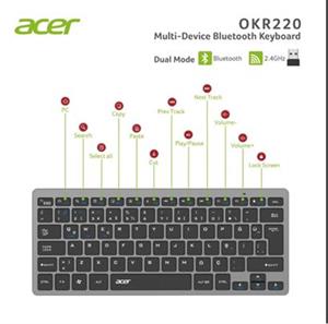 Acer OKR220 Siyah MultiDevice Dual Mode 2.4GHZ Bluetooth Klavye (Smart Tv)(Android)