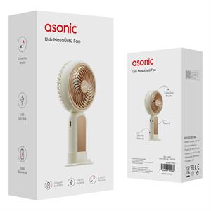 Asonic AFN21 Krem 250mAh Dahili Pil Elde Taşınabilir Masaüstü Usb Fan Şarjlı Type-c Şarj