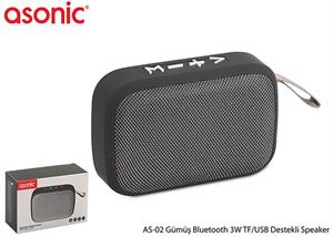 Asonic AS-02 Gümüş Bluetooth 3W TF-USB Destekli Speaker
