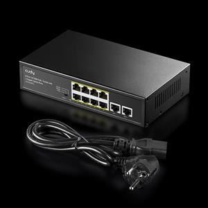 CUDY FS1010PG 10 Port Mbit 8 Port PoE+ 120W 2xGbit Uplink Desktop Yönetilemez Metal Kasa Switch