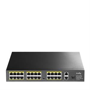 CUDY FS1026PS1 26 Port Mbit 24 Port PoE+ 300W 2xGbit+1xSFP Uplink Rackmount Yönetilemez Metal Kasa Switch