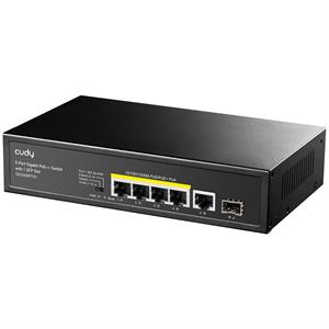 CUDY GS1005PTS1 5 port Gbit 4 Port PoE 120W 1xGbit+1xSFP Uplink Desktop Yönetilemez Metal Kasa Switch