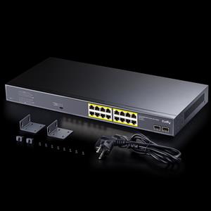 CUDY GS1020PS2 16 Port Gbit 16 Port PoE+ 200W 2xSFP Uplink Rackmount Yönetilemez Switch