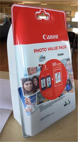 Canon PG-46 CL-56 Multipack 2li Mürekkep Kartuş 50 adet 10x15 Fotoğraf Kağıdı Hediyeli