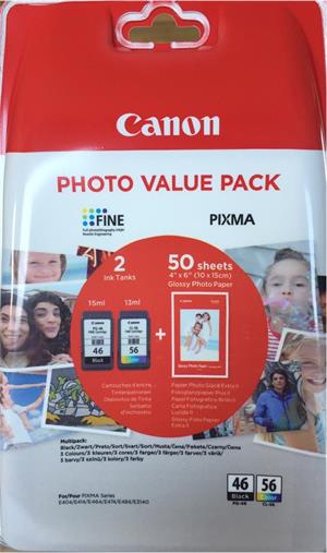 Canon PG-46 CL-56 Multipack 2li Mürekkep Kartuş 50 adet 10x15 Fotoğraf Kağıdı Hediyeli