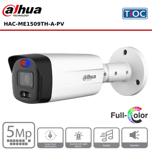 DAHUA HAC-ME1509TH-A-PV, 5Mpix, 3.6mm Lens, 40 Mt Gece Görüşü, Full Color, 4 IN 1, Dahili Mikrofon, IP67, Metal Kasa, Bullet Kamera