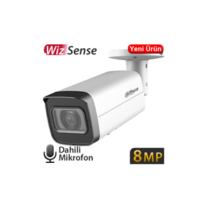 DAHUA IPC-HFW2841T-AS-0360B, 8Mpix, 3,6mm Lens, H265+, 80Mt Gece Görüşü, Dahili Mikrofon, Starlight, IP67,  PoE Bullet IP Kamera