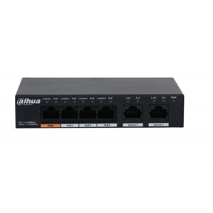 DAHUA PFS3006-4GT-60-V2, 4 Port, Gigabit, PoE 60W, 2 Port Uplink, Yönetilemez, Masaüstü Switch