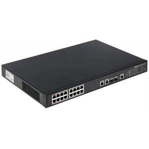 DAHUA PFS4218-16ET-240-V2, 16 Port, MegaBit, PoE 240W, 2 Port GigaBit Uplink, 2 Port GigaBit Combo SFP, Yönetilebilir, Rack Mount  Switch