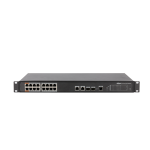 DAHUA PFS4218-16ET-240-V2, 16 Port, MegaBit, PoE 240W, 2 Port GigaBit Uplink, 2 Port GigaBit Combo SFP, Yönetilebilir, Rack Mount  Switch